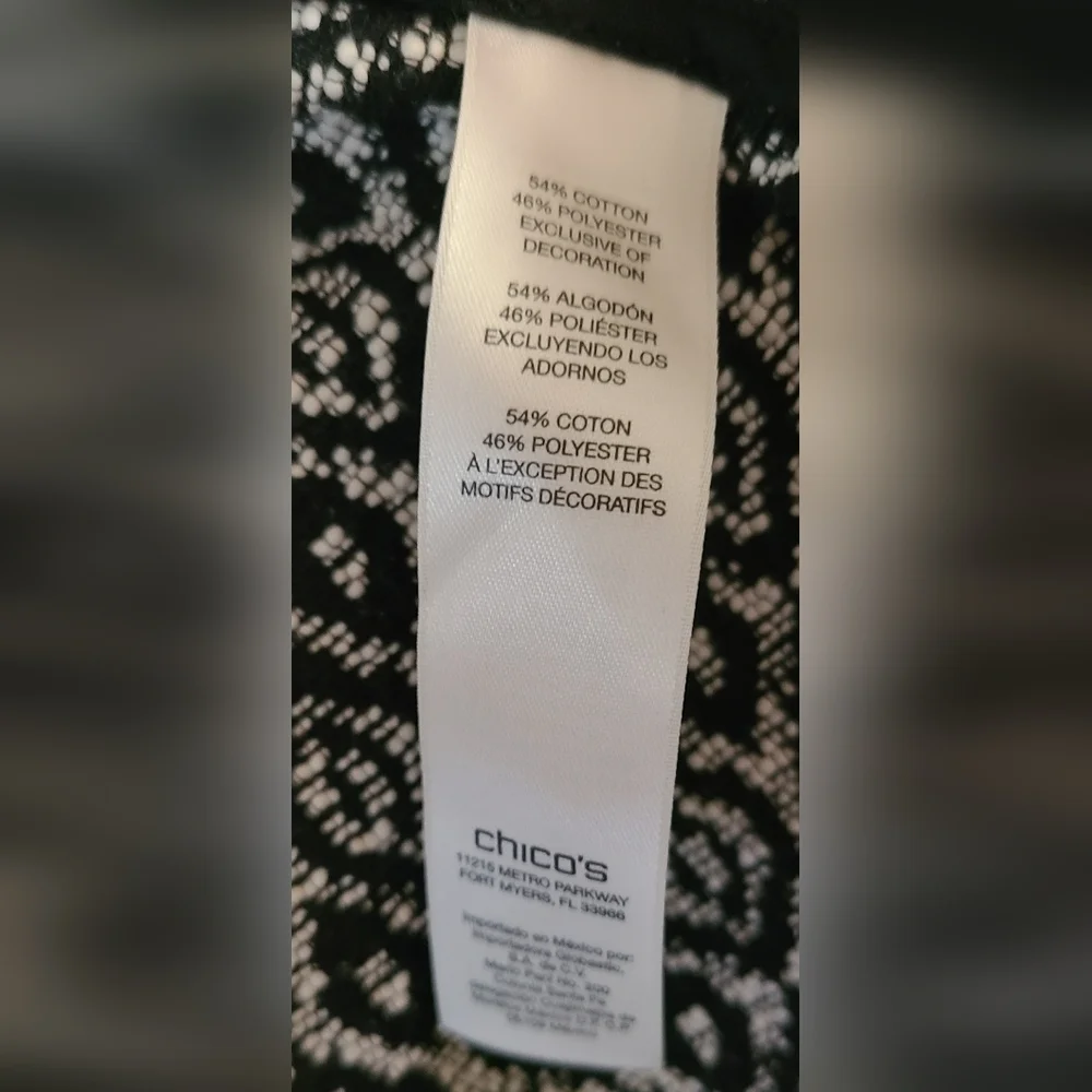 Chico’s Diamond Jacquard Moto Jacket Black/White - Women's Size 1 Medium NWT - Picture 12 of 13